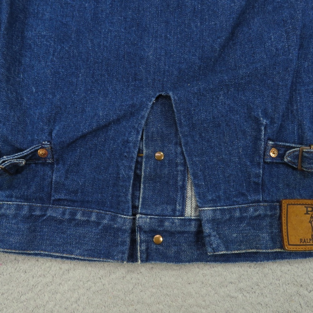 Polo Ralph Lauren Jacket Mens Small Indigo Western Corduroy Collar USA 80s Denim - Picture 3 of 16